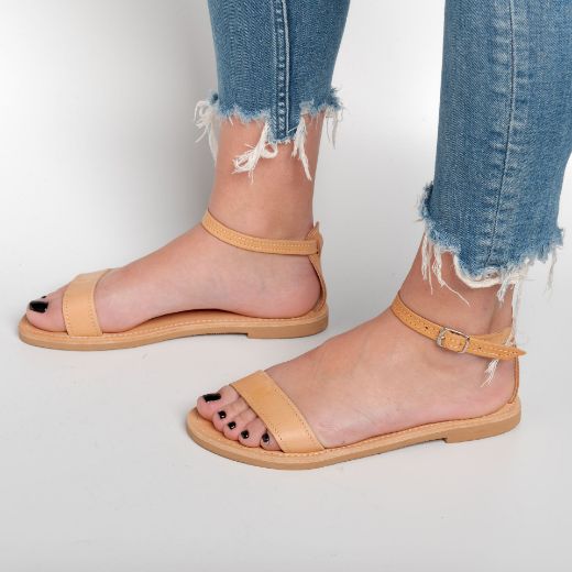Handmade minimalist leather sandals for women
