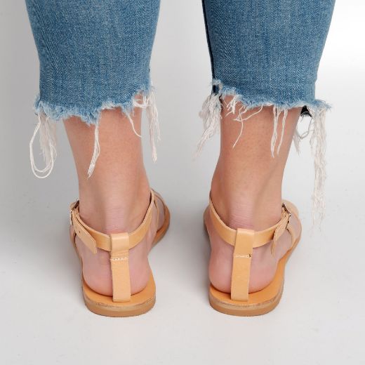 Handmade leather ankle strap sandals for women