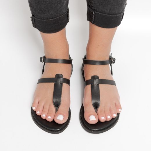 black women's anatomic leather sandals