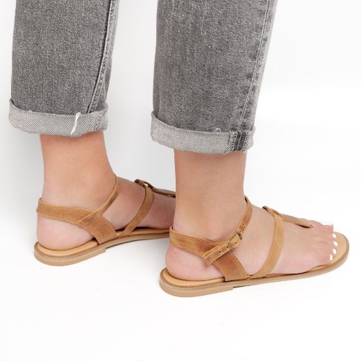 tan women's anatomic leather sandals