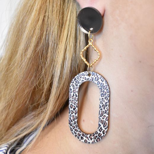 Picture of Earrings gold animal print