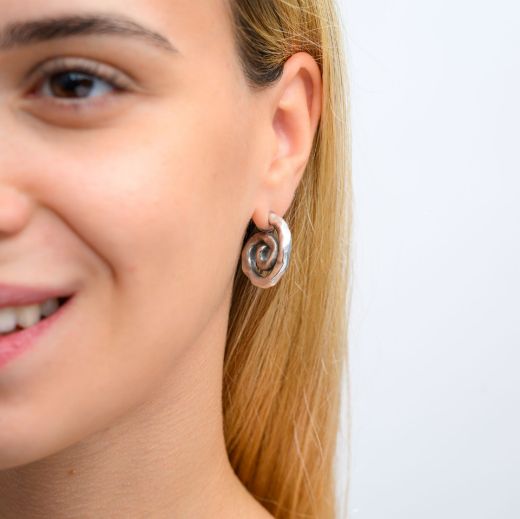 silver plated spiral earrings for women