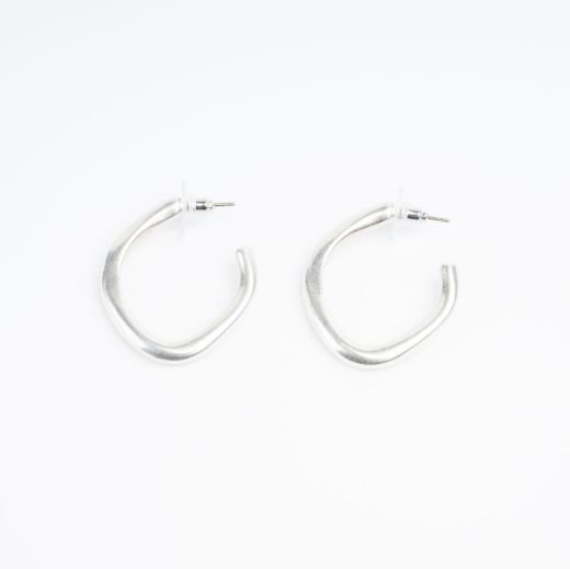 ασημί οβάλ hoop earrings minimal