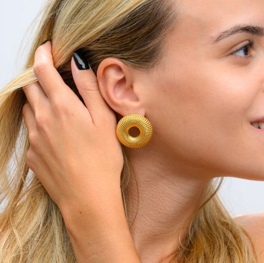 Εικόνα της Στρογγυλά σκουλαρίκια επίχρυσα
