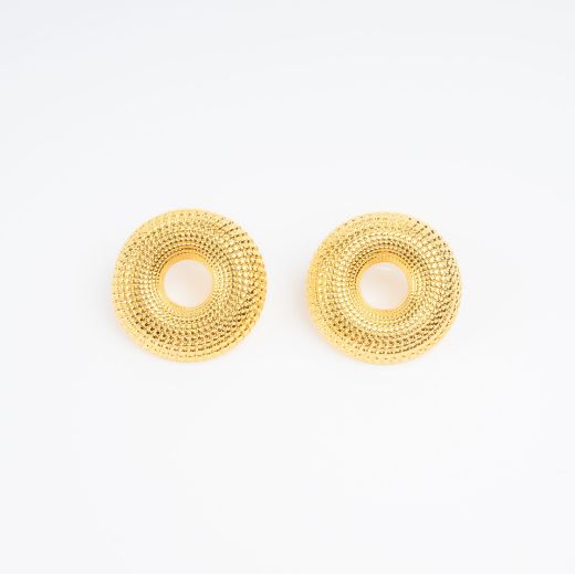 Εικόνα της Στρογγυλά σκουλαρίκια επίχρυσα