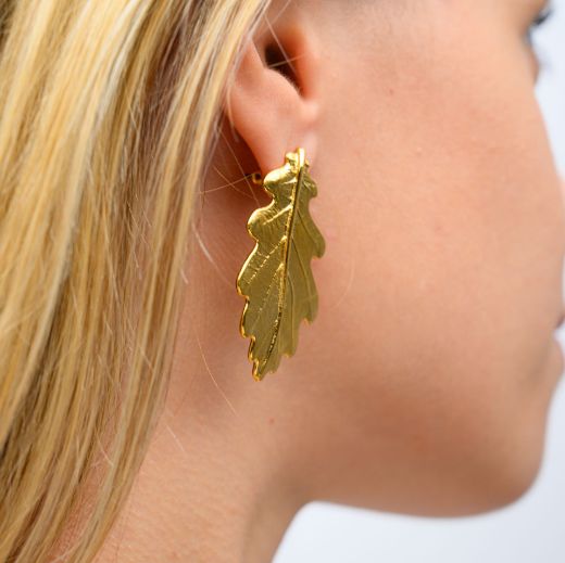 gold leaf earrings for women