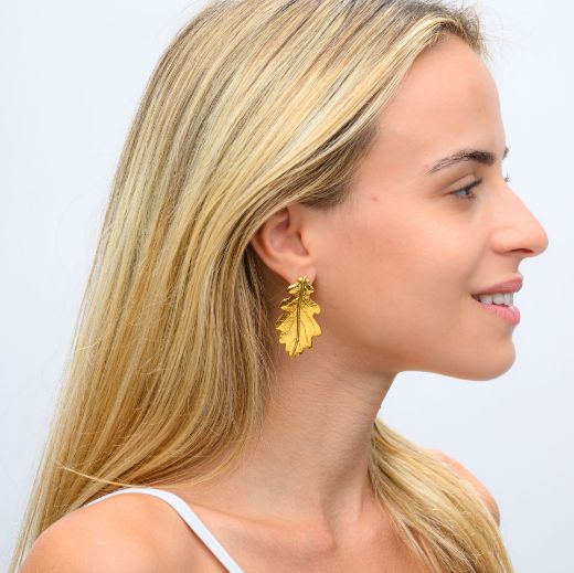 Εικόνα της Σκουλαρίκι φύλλο επίχρυσο