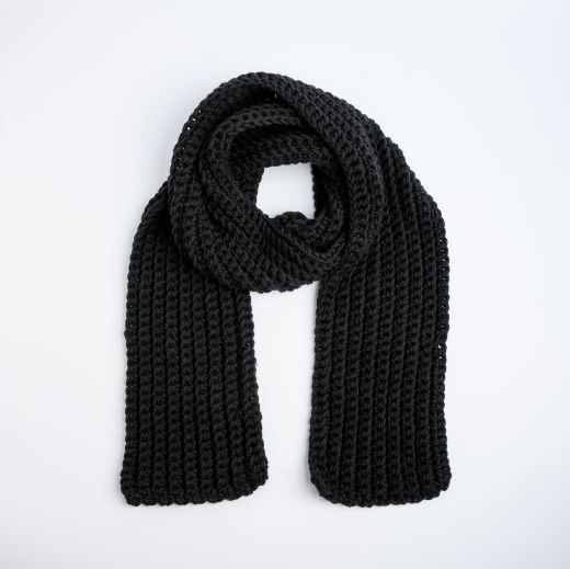 Picture of Handmade long black crochet scarf