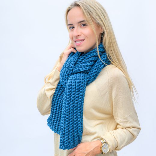 Εικόνα της Μακρύ πλεκτό κασκόλ πετρόλ