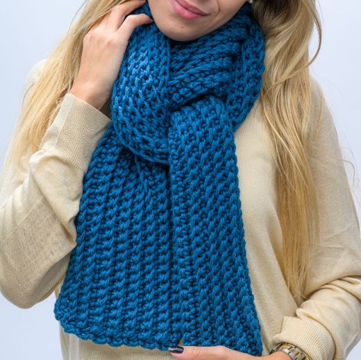 Εικόνα της Μακρύ πλεκτό κασκόλ πετρόλ