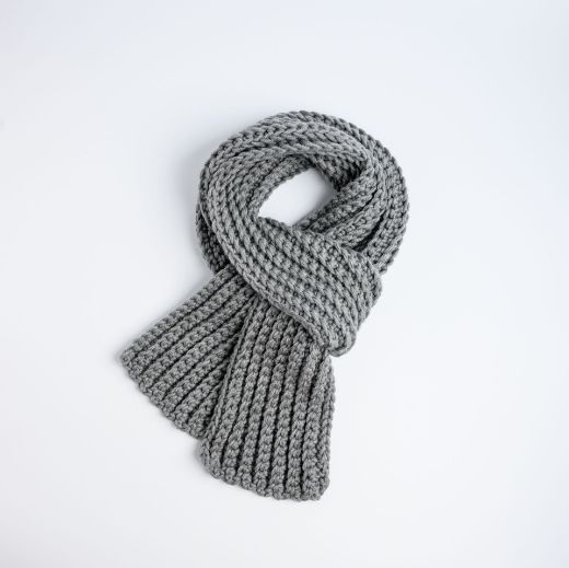 Picture of Handmade long gray crochet scarf