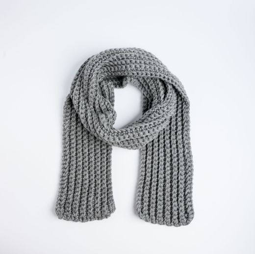 Picture of Handmade long gray crochet scarf