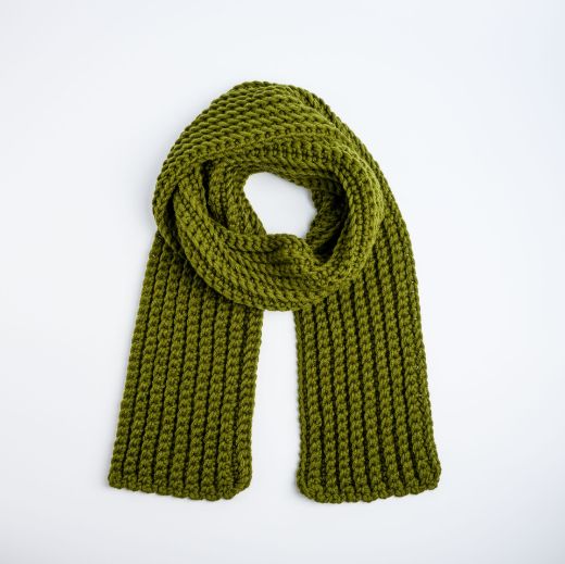 Εικόνα της Μακρύ πλεκτό κασκόλ λαδί