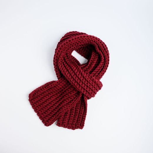 Picture of Handmade long burgundy crochet scarf