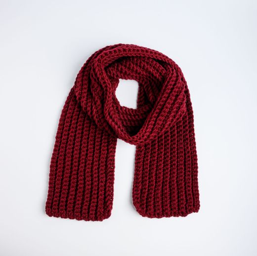Picture of Handmade long burgundy crochet scarf