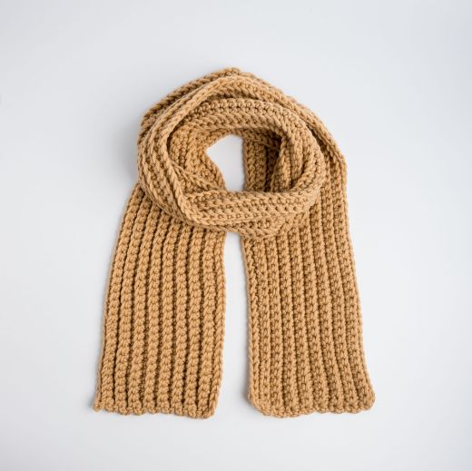 Picture of Handmade long beige crochet scarf