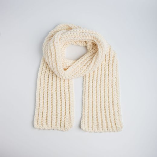 Picture of Handmade long ivory crochet scarf