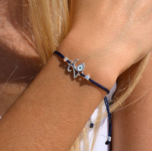 Εικόνα της Σετ βραχιόλι και λαστιχάκι μπλε αστέρια