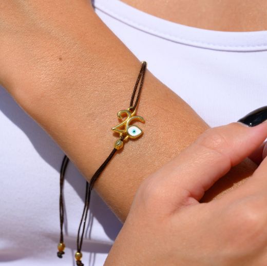 Εικόνα της Σετ βραχιόλι και λαστιχάκι μπεζ βελούδο