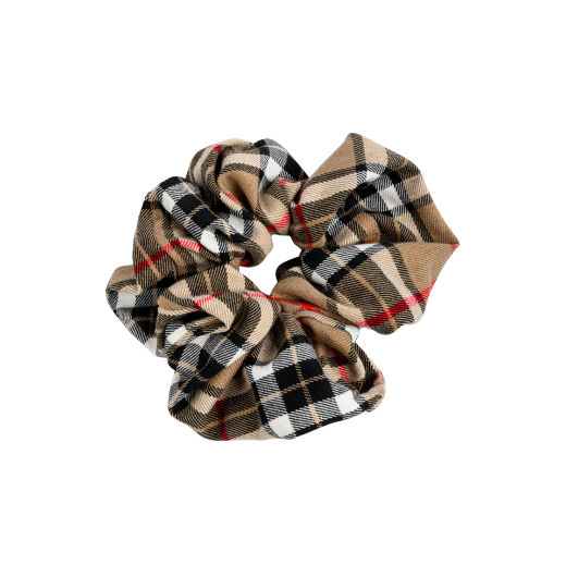 Εικόνα της Καρό λαστιχάκι μαλλιών scrunchie μπεζ
