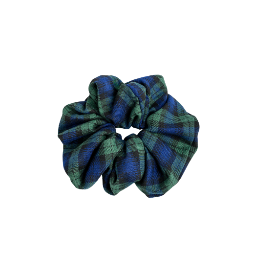 Εικόνα της Καρό λαστιχάκι μαλλιών scrunchie μπλε