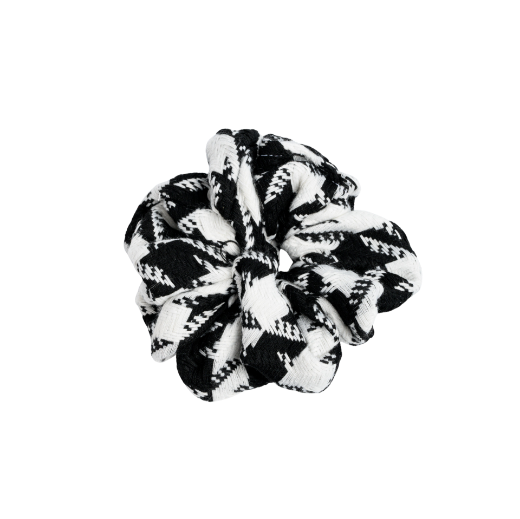 Εικόνα της Καρό λαστιχάκι μαλλιών scrunchie ασπρόμαυρο