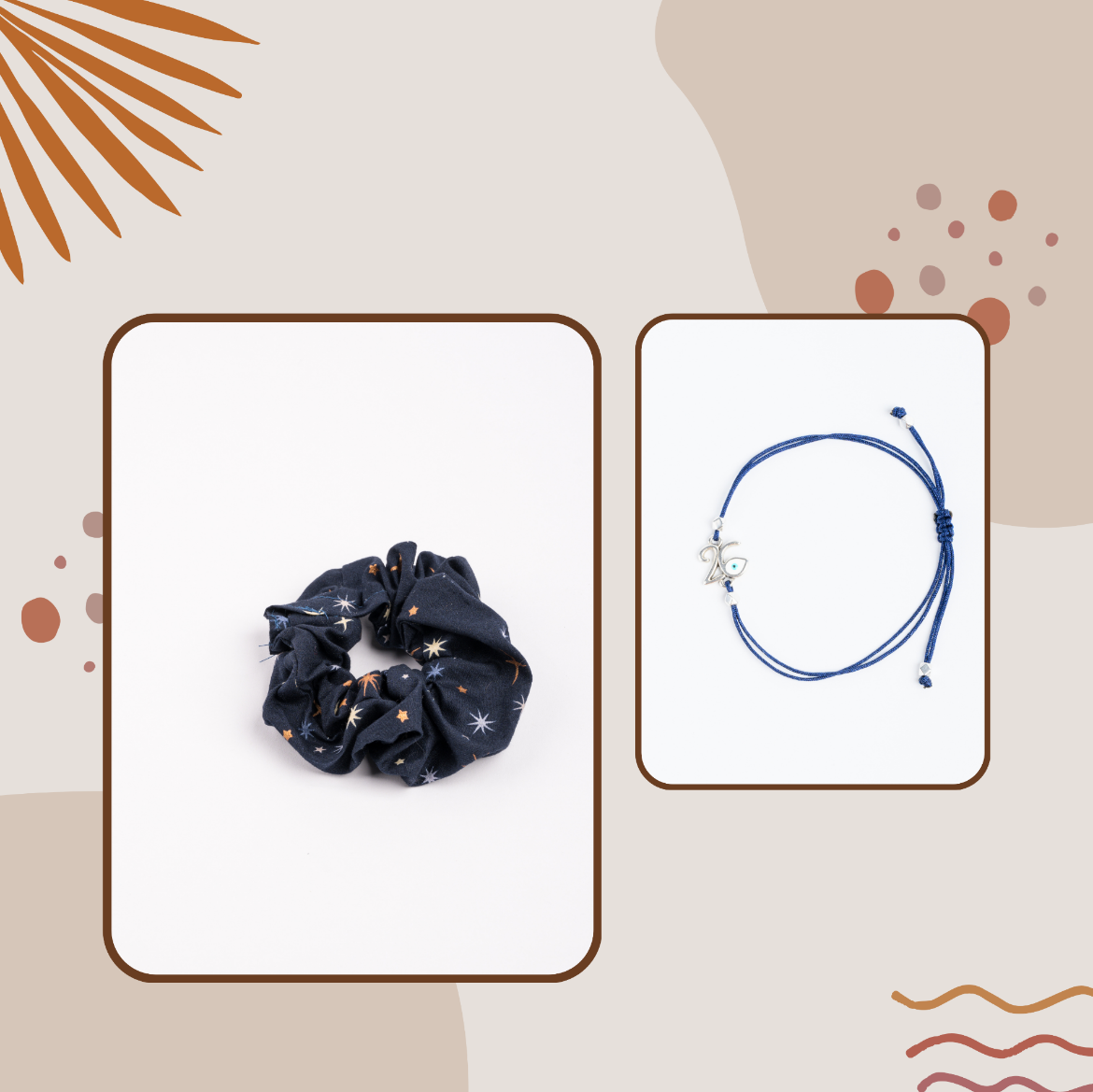 Εικόνα της Σετ βραχιόλι και λαστιχάκι μπλε αστέρια