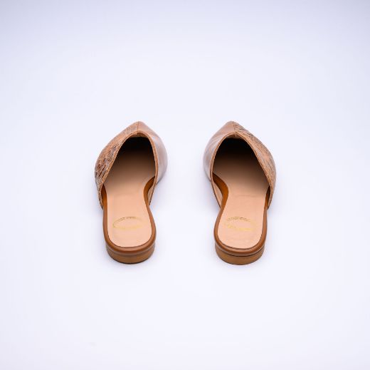 Picture of Mules tobacco leather flat