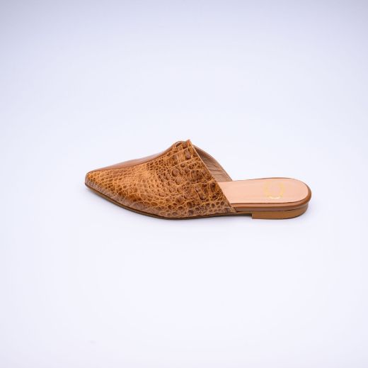 Picture of Mules tobacco leather flat