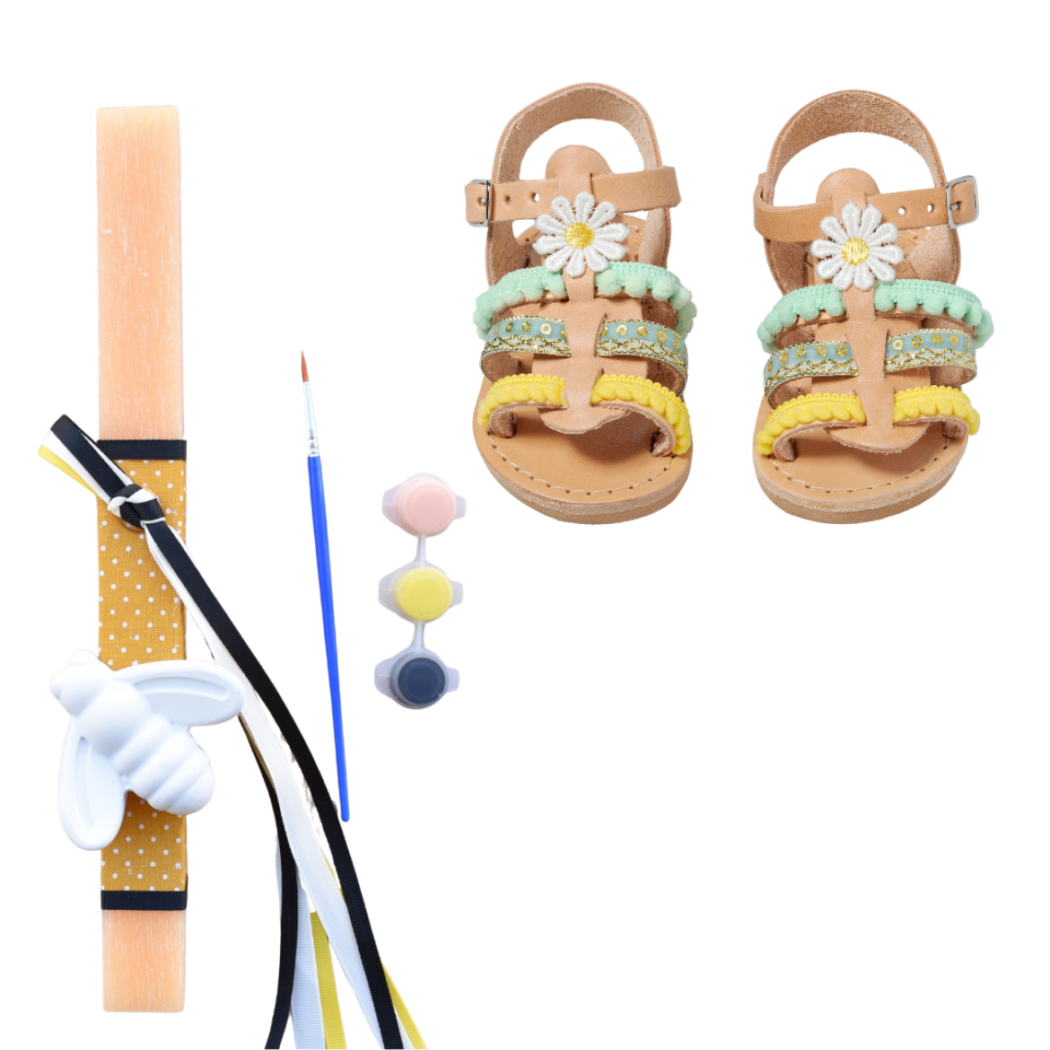 Picture of Set sandals and easter candle bee