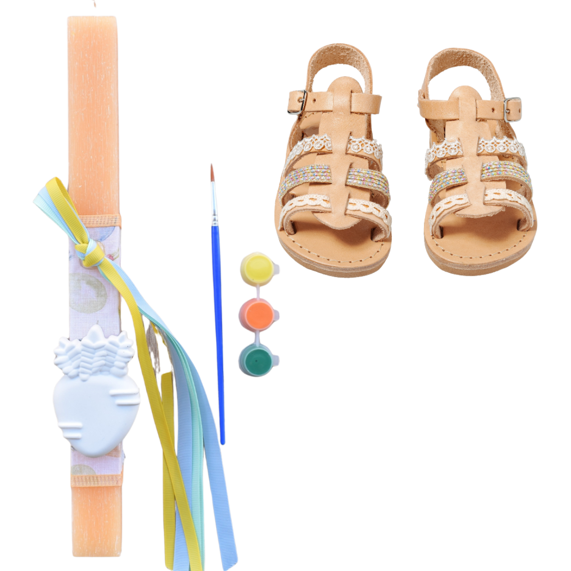Picture of Set sandals and easter candle carrot