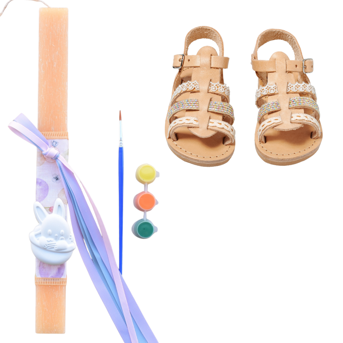 Picture of Set sandals and easter candle bunny