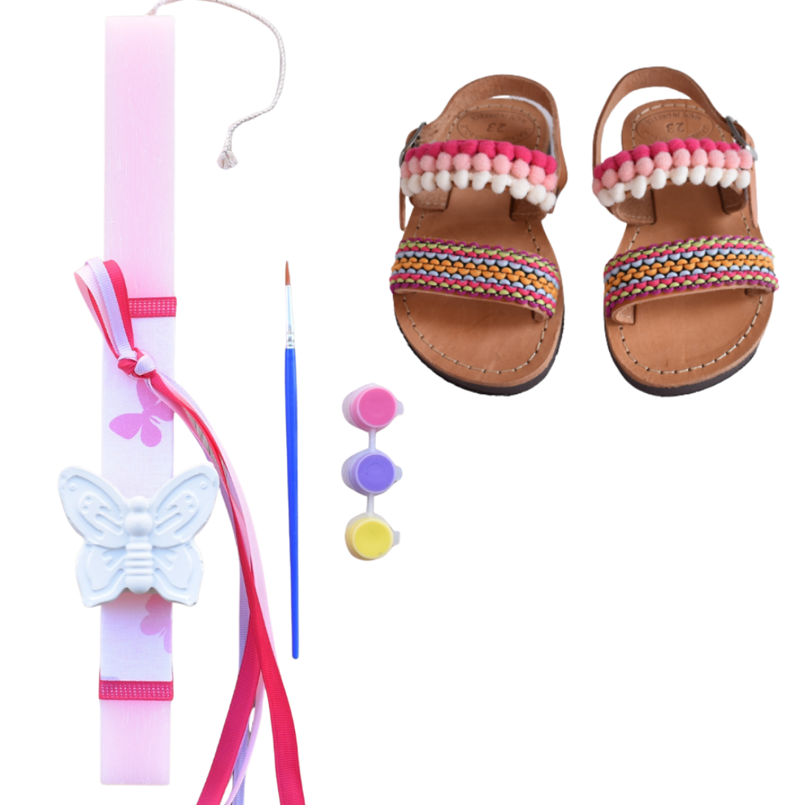 Picture of Set sandals and easter candle butterfly