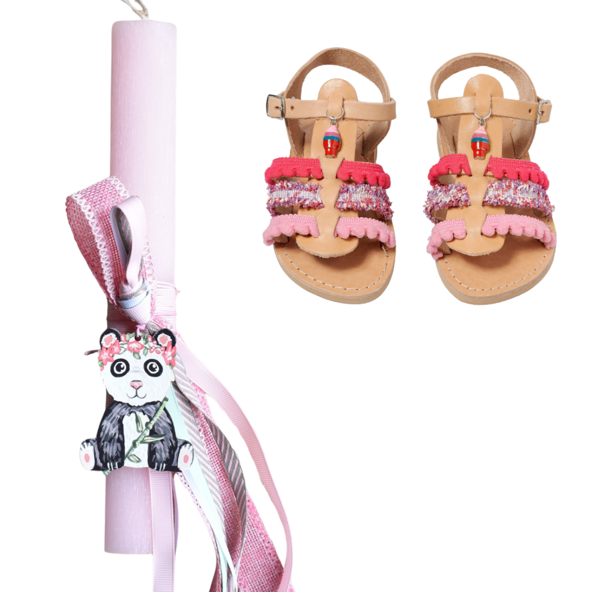 Picture of Set sandals and easter candle panda