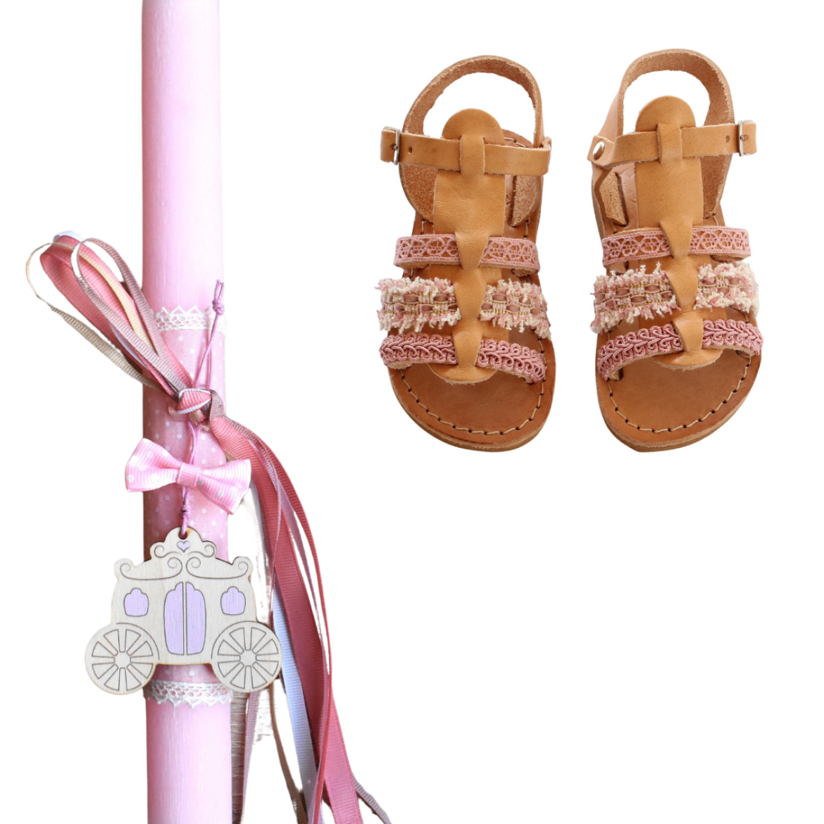 Picture of Set sandals and easter candle carriage
