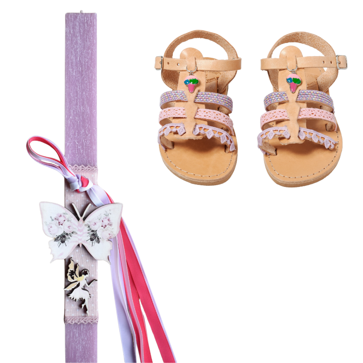 Picture of Set sandals and easter candle butterfly