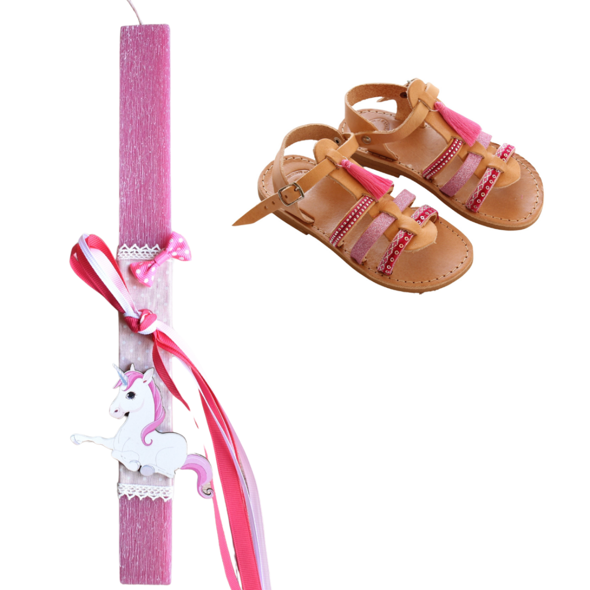 Picture of Set sandals and easter candle unicorn