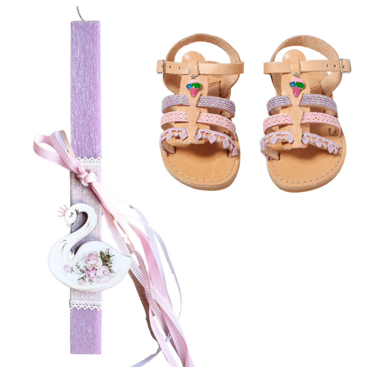 Picture of Set sandals and easter candle swan