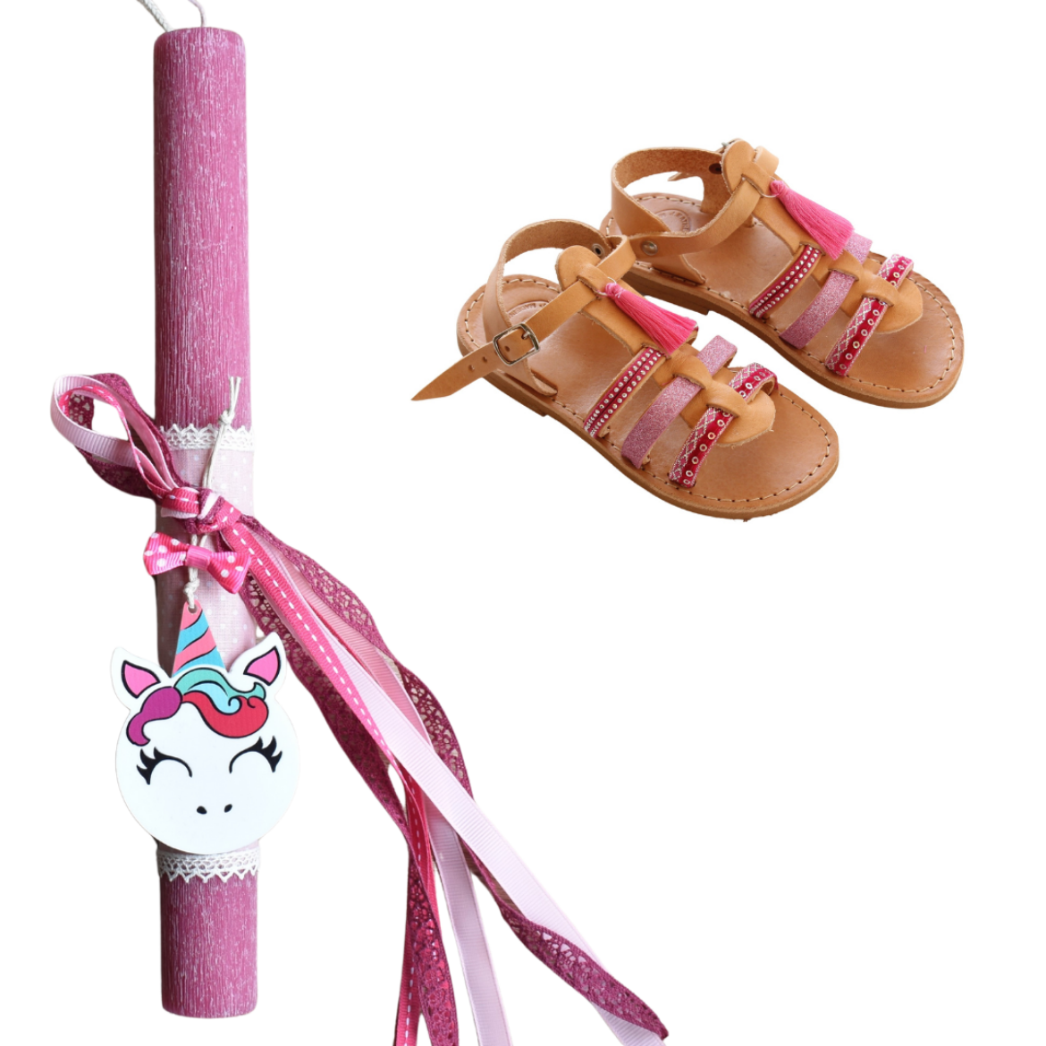Picture of Set sandals and easter candle unicorn