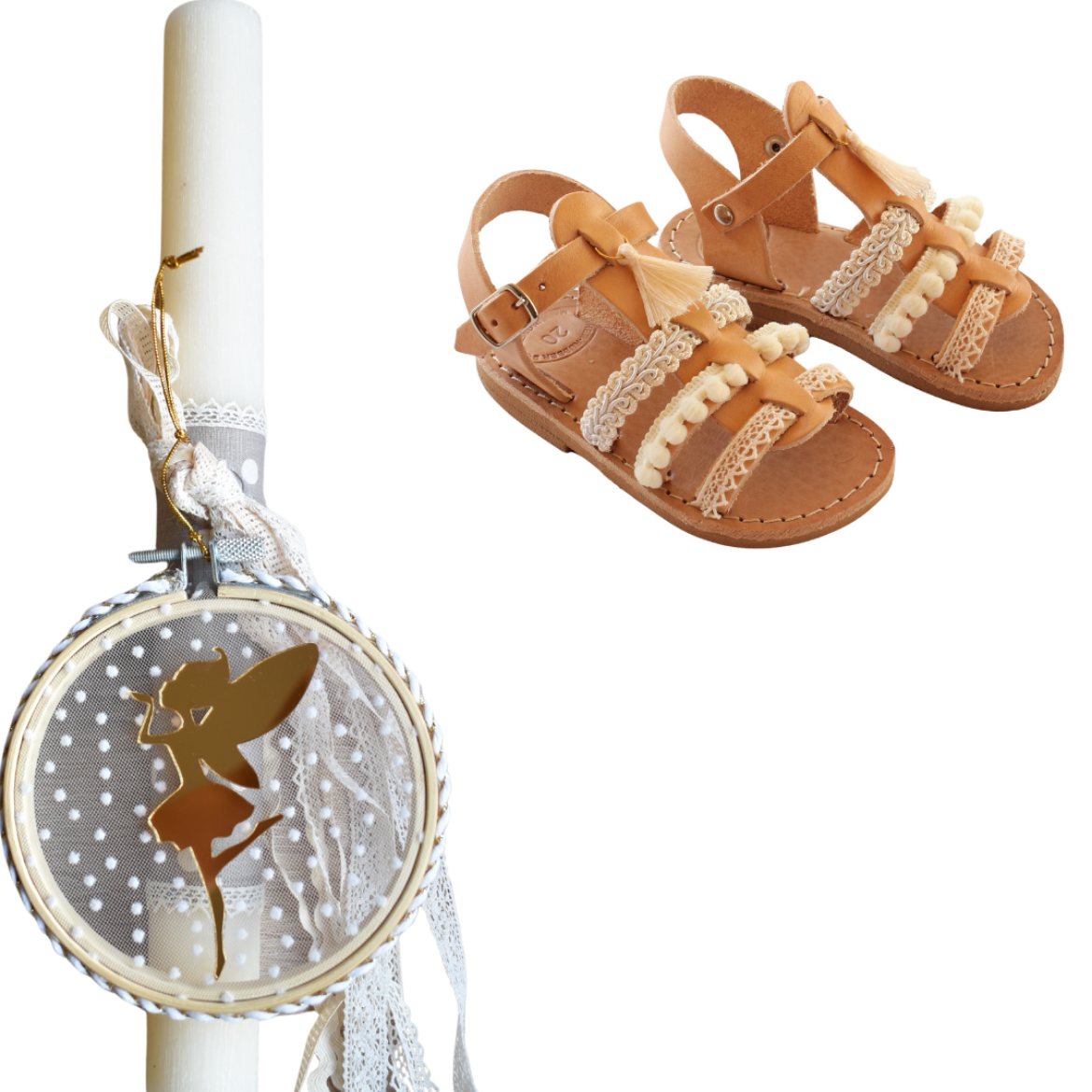 Picture of Set sandals and easter candle fairy wall hanging