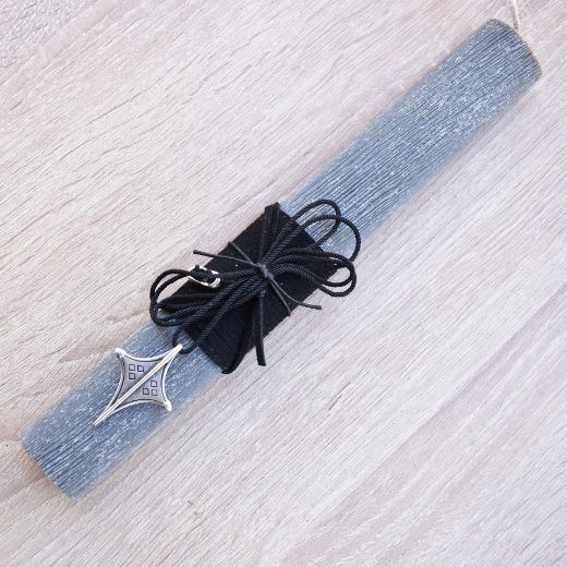 ανδρικές λαμπάδες σε σκούρο χρώμα με μεταλλικό σταυρό Tuareg, λαμπάδα για άντρες με κολιέ