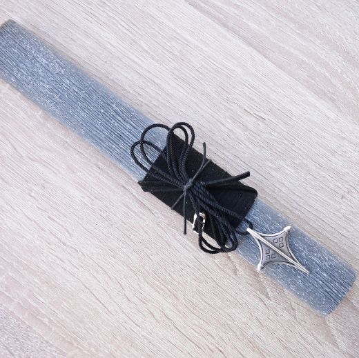 greek easter lambada candle for man with metal tuareg cross pendant, easter candles men's design