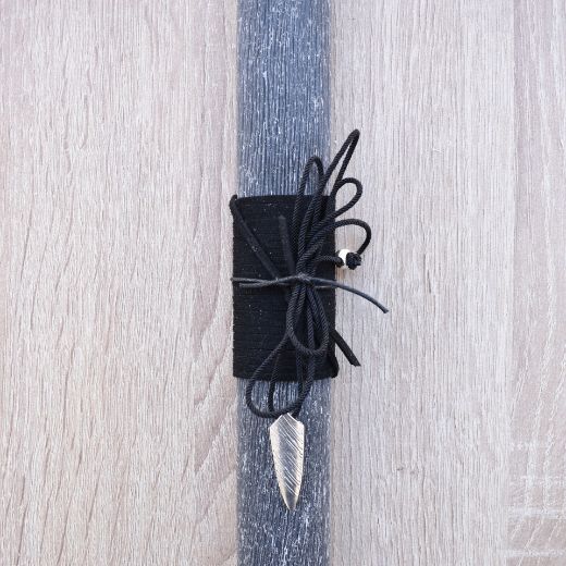 black greek easter lambada candle for men with metal lance necklace, orthodox easter candle man