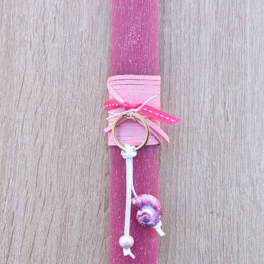 fuchsia greek easter lambada candle for women with seashell keychain, easter lambathes women's style