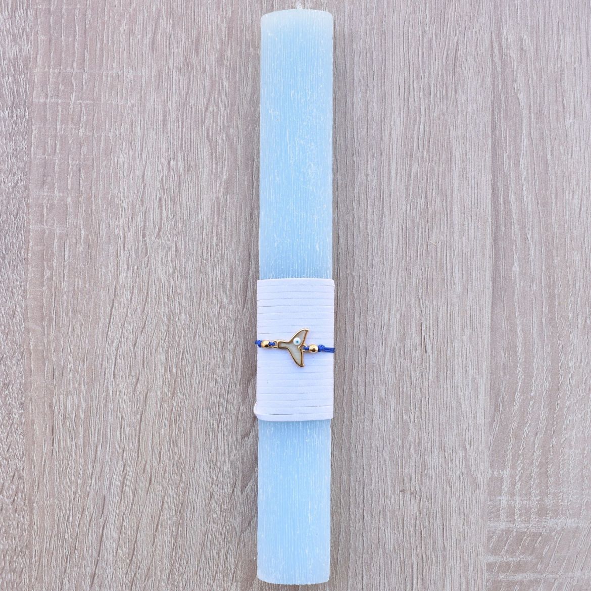 θαλασσί γυναικεία λαμπάδα με βραχιόλι ουρά γοργόνας σε καλοκαιρινό ύφος, λαμπάδες γυναικείες