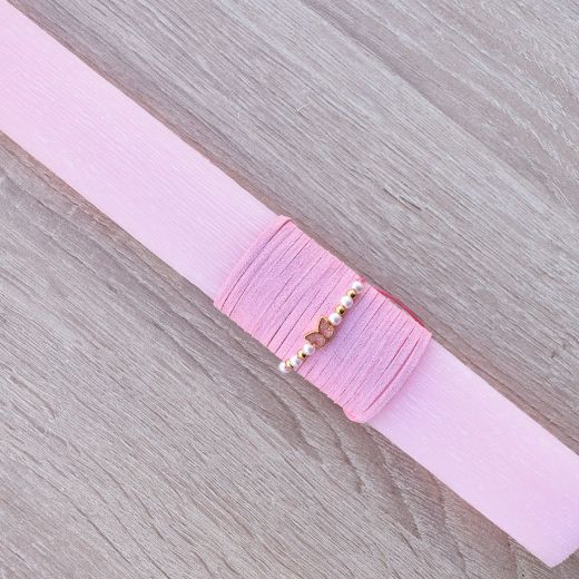 pink greek easter lambades for women with butterfly bracelet, easter lambathes women's style