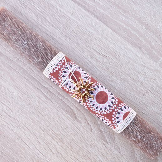 beige greek easter lambada candle for women with sun jewelry, greek easter lambades women's style