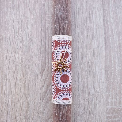 γυναικείες λαμπάδες σε απαλό μπεζ χρώμα με μεταλλικό ήλιο, λαμπάδα γυναικεία