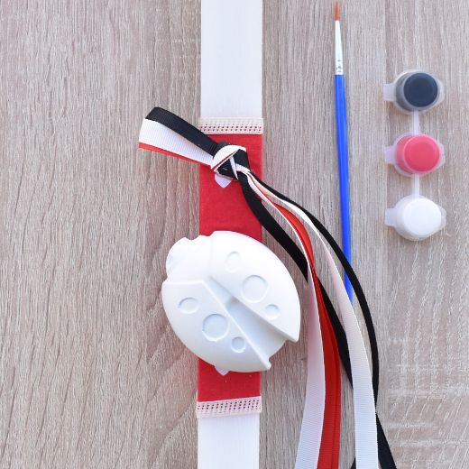 red greek easter lambada candle for girls with ladybug decoration, easter lambades girls style