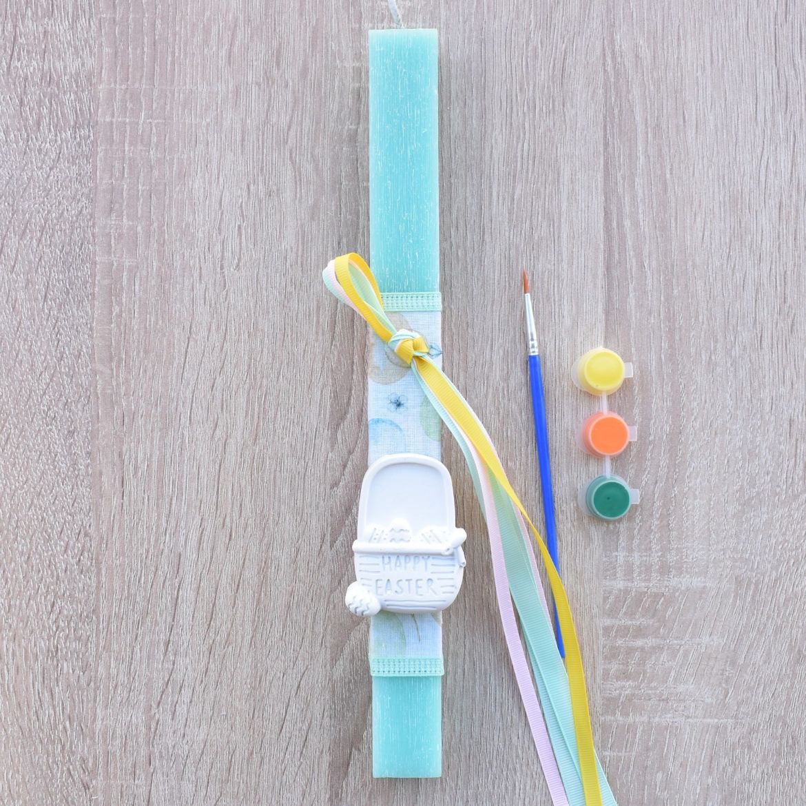 βεραμάν λαμπάδα για παιδιά με διακοσμητικό καλαθάκι σε πασχαλινό ύφος, παιδικές λαμπάδες